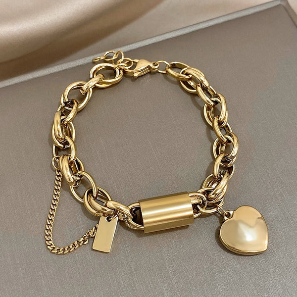 Guadalupe - Bracelet Pendentif Cœur Doré