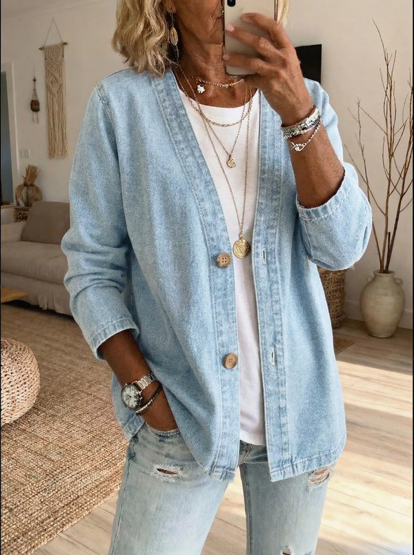 Manteau en jean classique boutonné