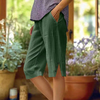 【Coton Et Lin】Pantalon Décontracté De Couleur Unie
