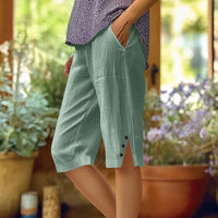 【Coton Et Lin】Pantalon Décontracté De Couleur Unie