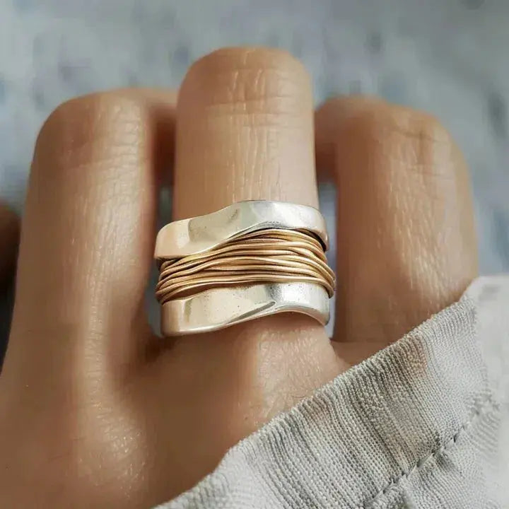 Carmen - Bague Argentée Fil Doré