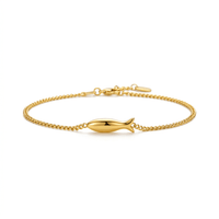 Bracelet Poisson en plaqué or, vue de face sur fond blanc