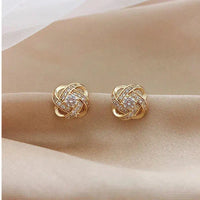 Lourdes - Boucles d'Oreilles Dorées Spirale Cristaux