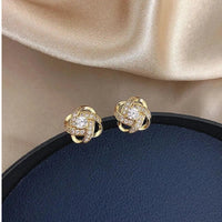 Lourdes - Boucles d'Oreilles Dorées Spirale Cristaux