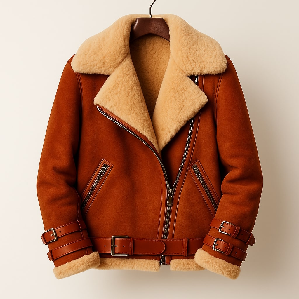 Veste en cuir et peau lainée Giulia