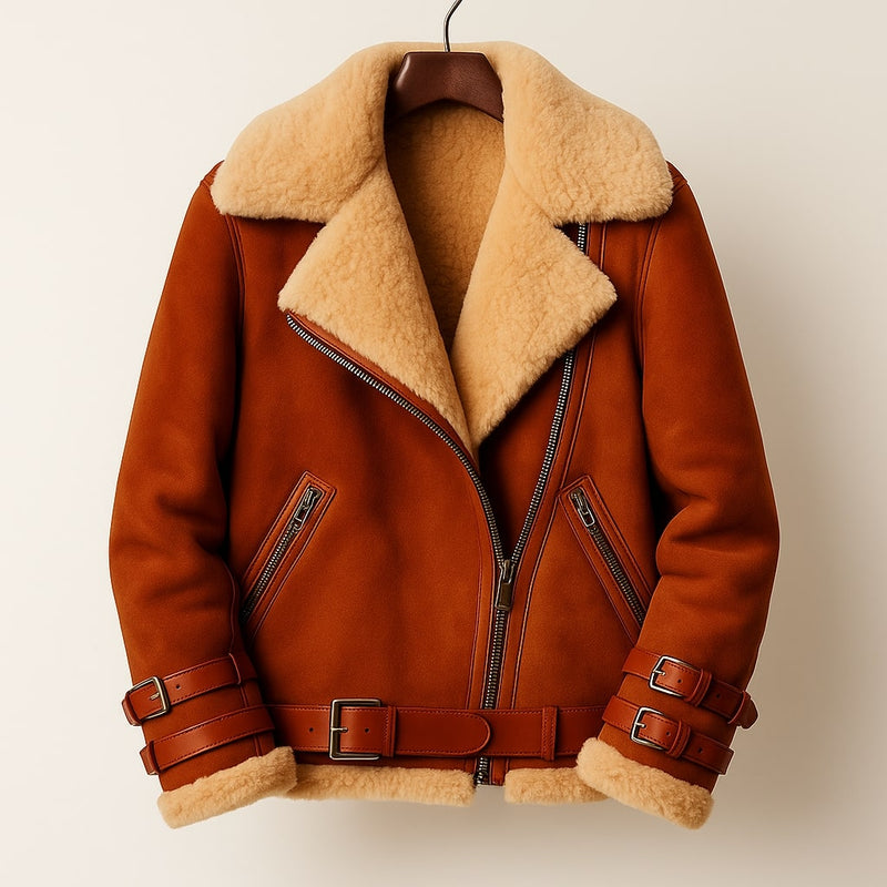 Veste en cuir et peau lainée Giulia