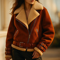 Veste en cuir et peau lainée Giulia
