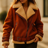 Veste en cuir et peau lainée Giulia