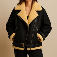 Veste en cuir et peau lainée Giulia