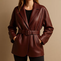Veste en cuir ceinturée Emily