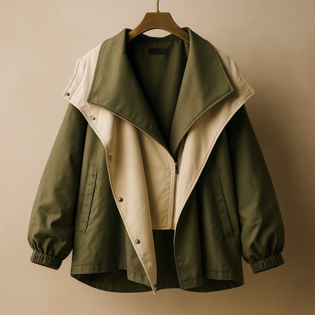 Veste asymétrique à pans contrastés Noemi