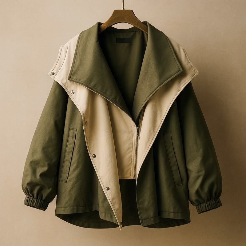 Veste asymétrique à pans contrastés Noemi