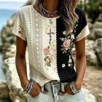 T-Shirt Décontracté À Imprimé Floral