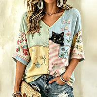 Blouse Vintage À Imprimé Floral