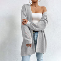 Cardigan Tricoté Décontracté De Couleur Unie
