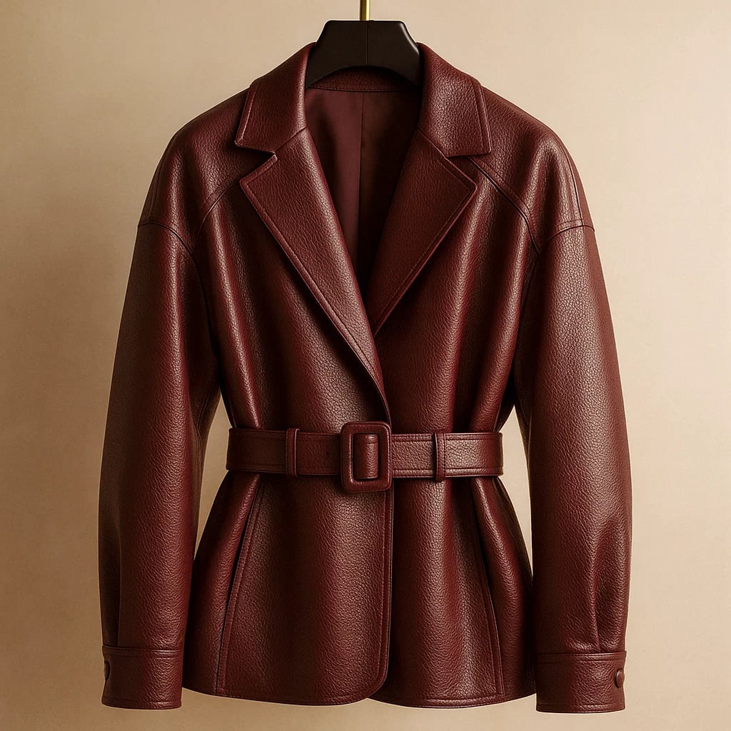 Veste en cuir ceinturée Emily