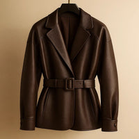Veste en cuir ceinturée Emily