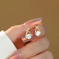 Soledad - Boucles d'Oreilles Croix Dorée Zircon