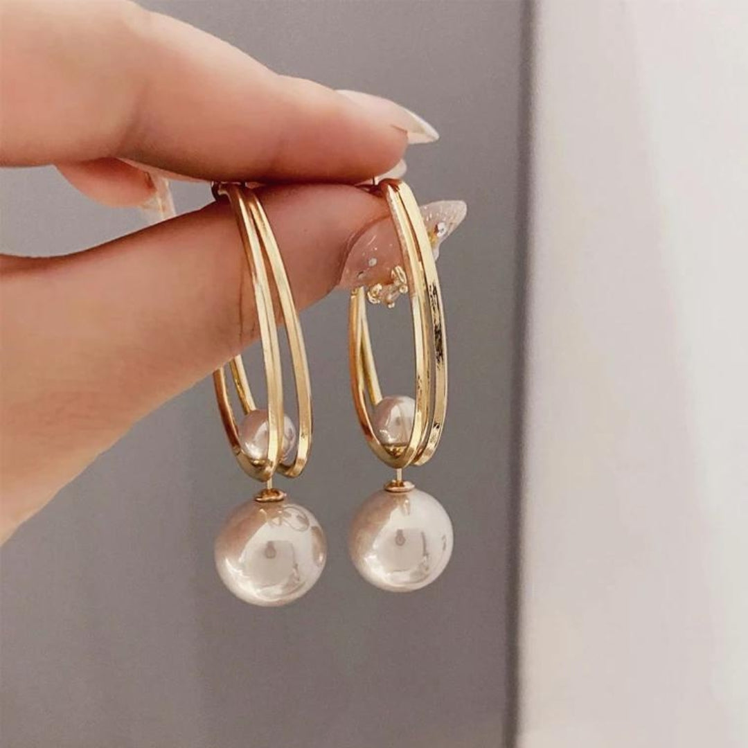 Vintage Gold - Boucles d'Oreilles Perle Dorées