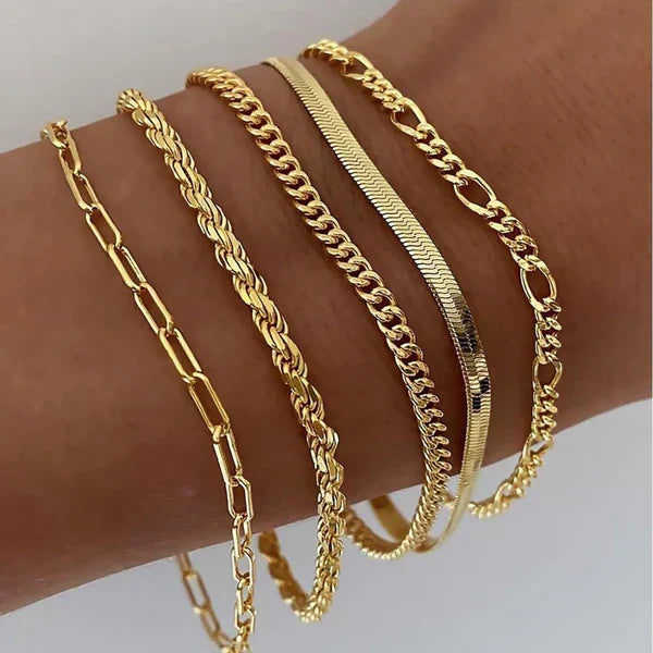 Emilia - Ensemble de 5 Bracelets Dorés