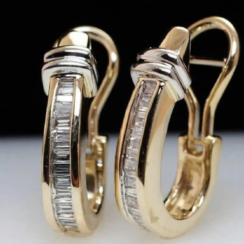 Vintage - Boucles d'Oreilles Dorées Zircon