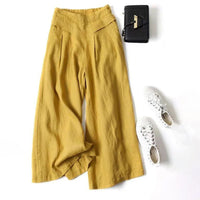 【Coton Et Lin】Pantalon Décontracté À Jambes Larges