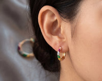 Purificación - Boucles d'Oreilles Élégantes Émail Doré