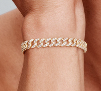 Pave - Bracelet Cubain Pavé de Zircons Doré