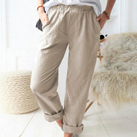 Pantalon Décontracté De Couleur Unie