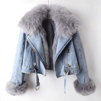 Veste en jean à fausse fourrure Sienna