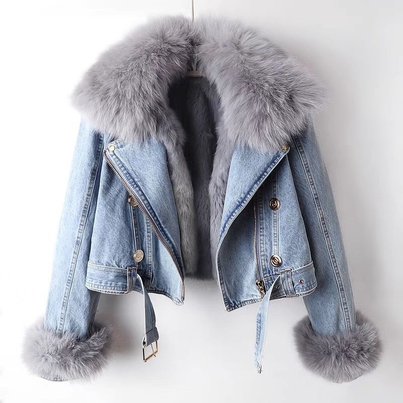 Veste en jean à fausse fourrure Sienna