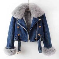 Veste en jean à fausse fourrure Sienna