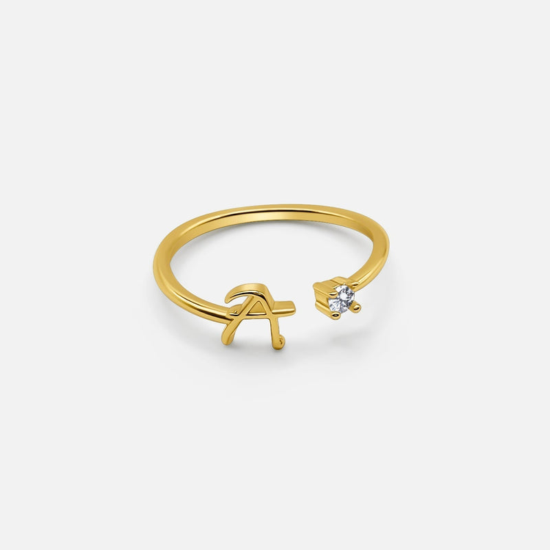 Bague Initiale Personnalisée Dorée (Ajustable)