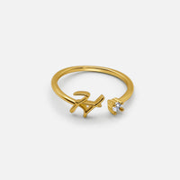 Bague Initiale Personnalisée Dorée (Ajustable)