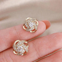 Lourdes - Boucles d'Oreilles Dorées Spirale Cristaux