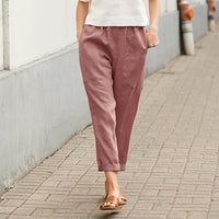 【Coton Et Lin】Pantalon Droit Décontracté