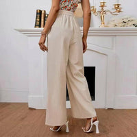 Pantalon Large Élégant De Couleur Unie