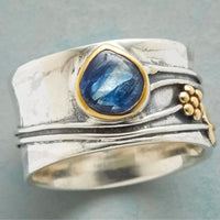 Inés - Bague Vintage Saphir Bleu Plaqué Or