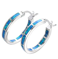 Belén - Boucles d'Oreilles Chic Rondes Opale de Feu Bleue