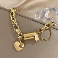 Guadalupe - Bracelet Pendentif Cœur Doré