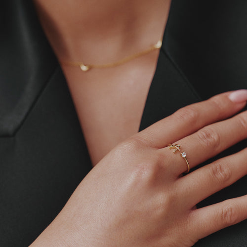 Bague Initiale Personnalisée Dorée (Ajustable)