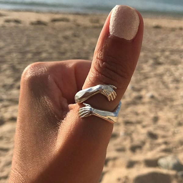 Ángeles - Bague Étreinte Argentée Ajustable