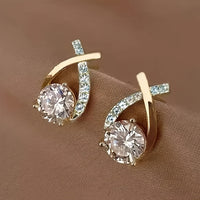 Soledad - Boucles d'Oreilles Croix Dorée Zircon