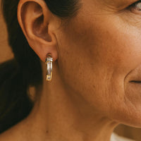 Vintage - Boucles d'Oreilles Dorées Zircon