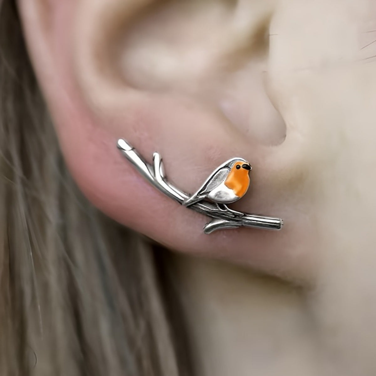 Delia - Boucle d'Oreille Rouge-Gorge