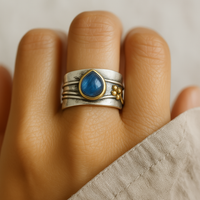 Inés - Bague Vintage Saphir Bleu Plaqué Or