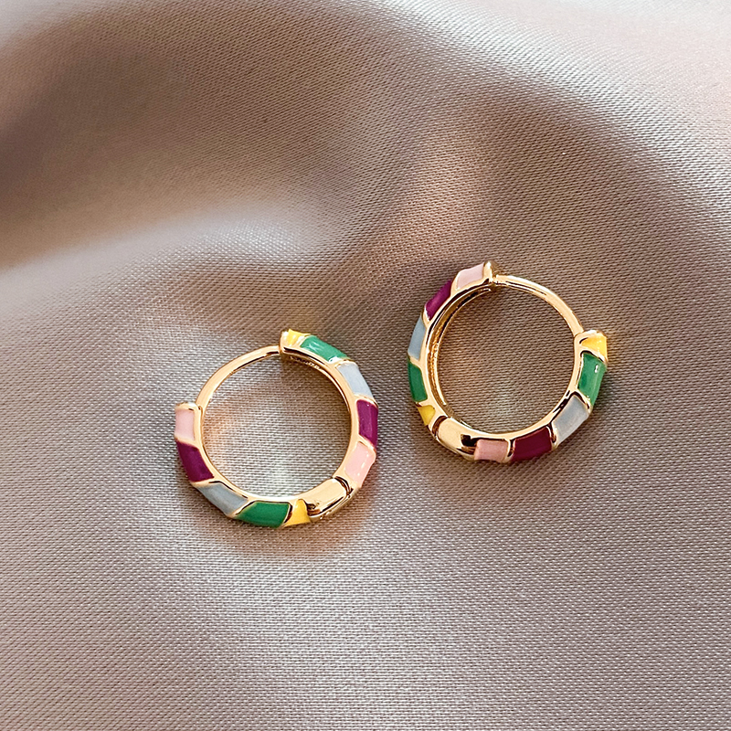 Purificación - Boucles d'Oreilles Élégantes Émail Doré