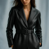 Veste en cuir ceinturée Emily