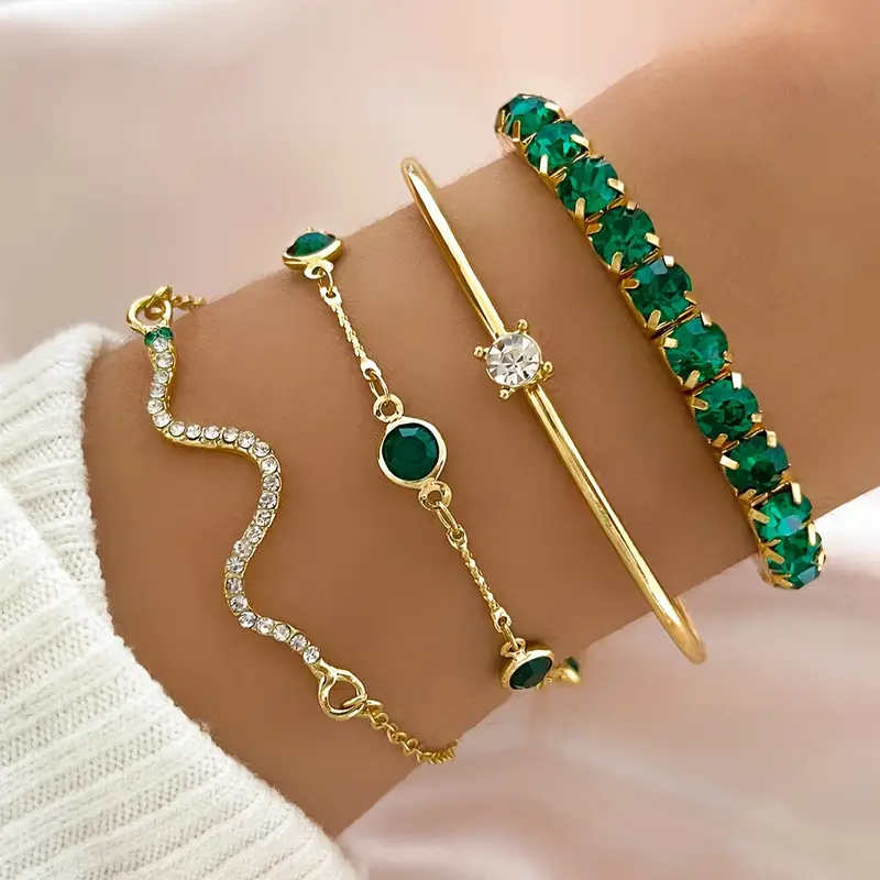 Aurora - Ensemble de Bracelets Vintage Zircon Vert