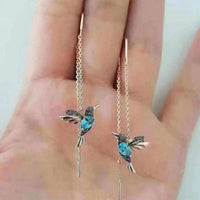 Amalia - Boucles d'Oreilles Fil Colibri Doré Cristaux